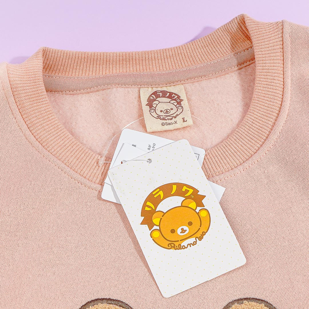 Rilakkuma Heart Hug Sweatshirt - Pink Beige / Large