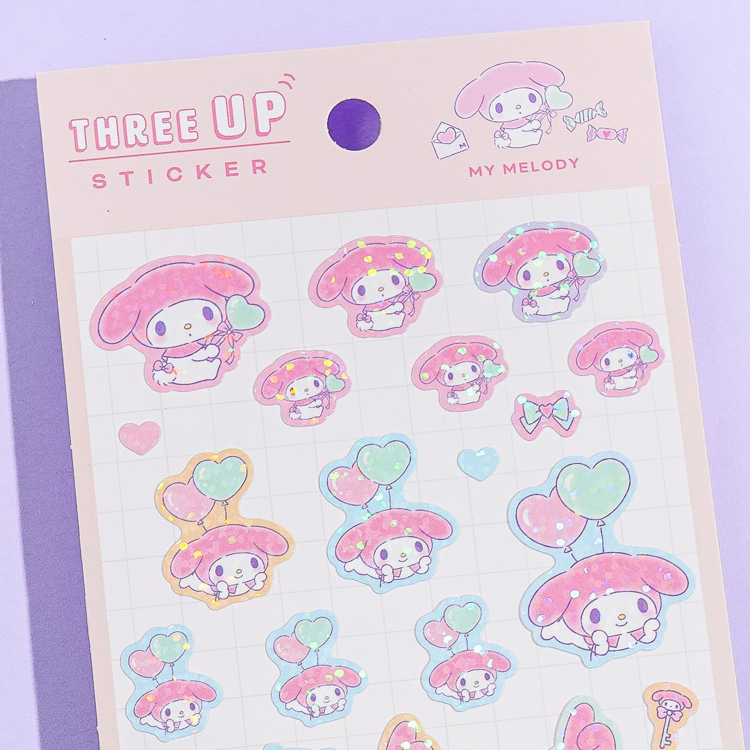 My Melody Three-Up Sparkling Sticker Sheet