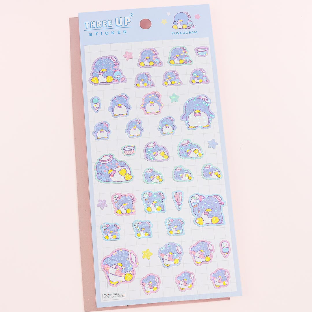 Tuxedosam Three-Up Sparkling Sticker Sheet