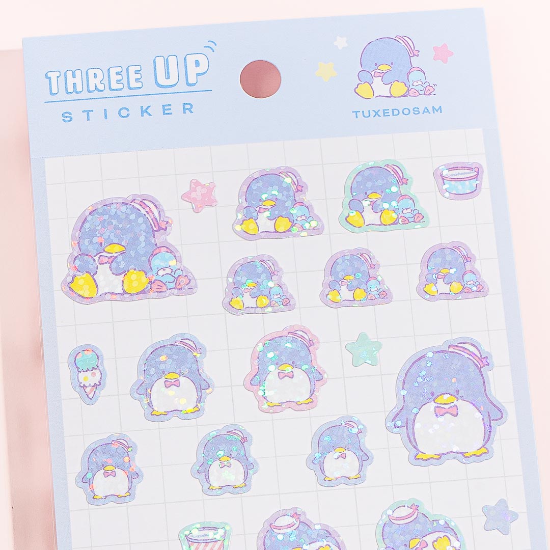 Tuxedosam Three-Up Sparkling Sticker Sheet