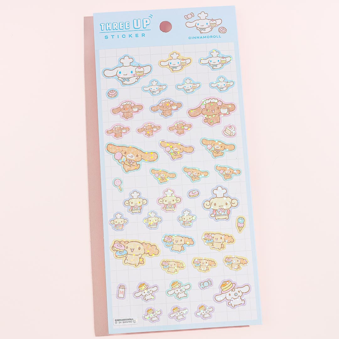 Cinnamoroll Three-Up Sparkling Sticker Sheet