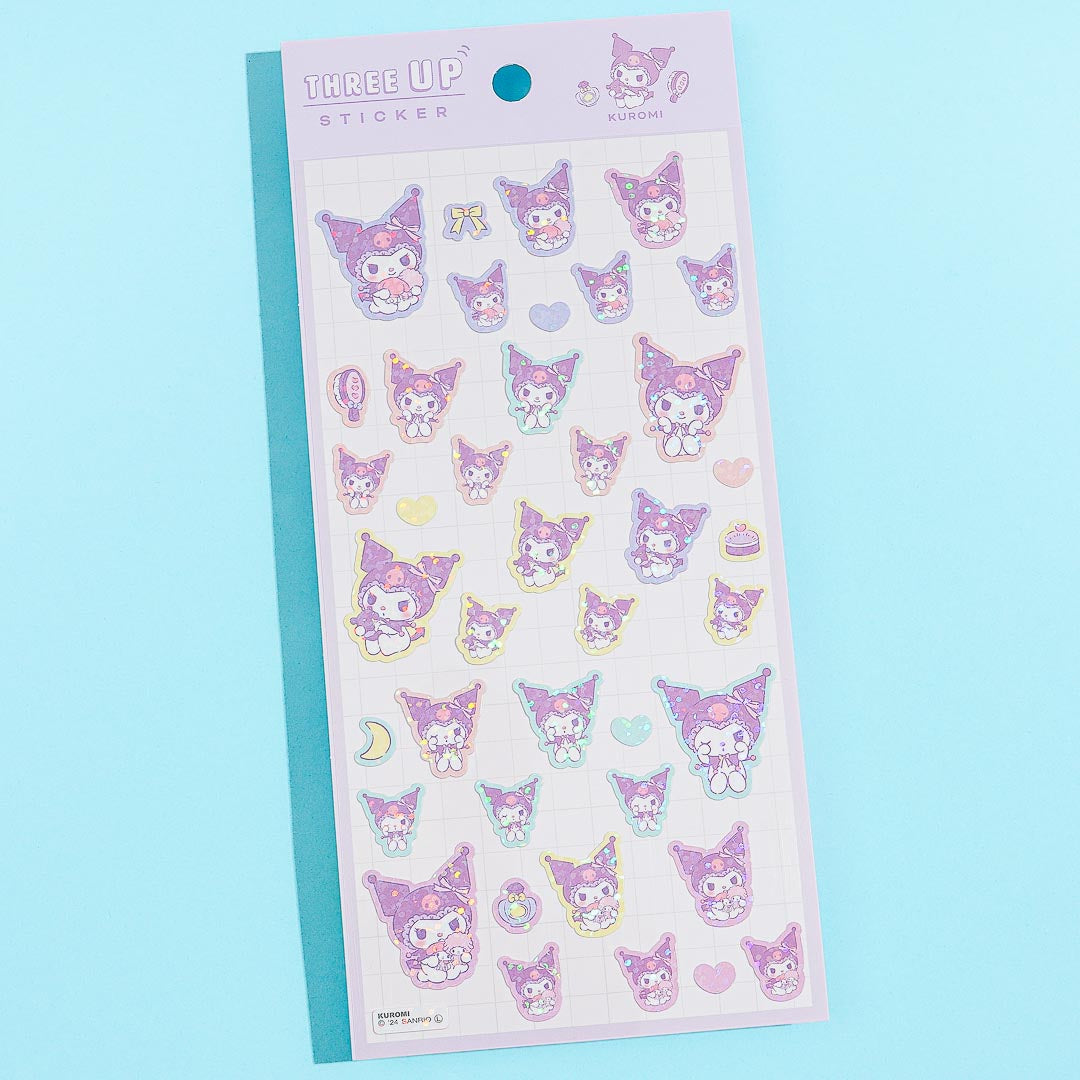 Kuromi Three-Up Sparkling Sticker Sheet