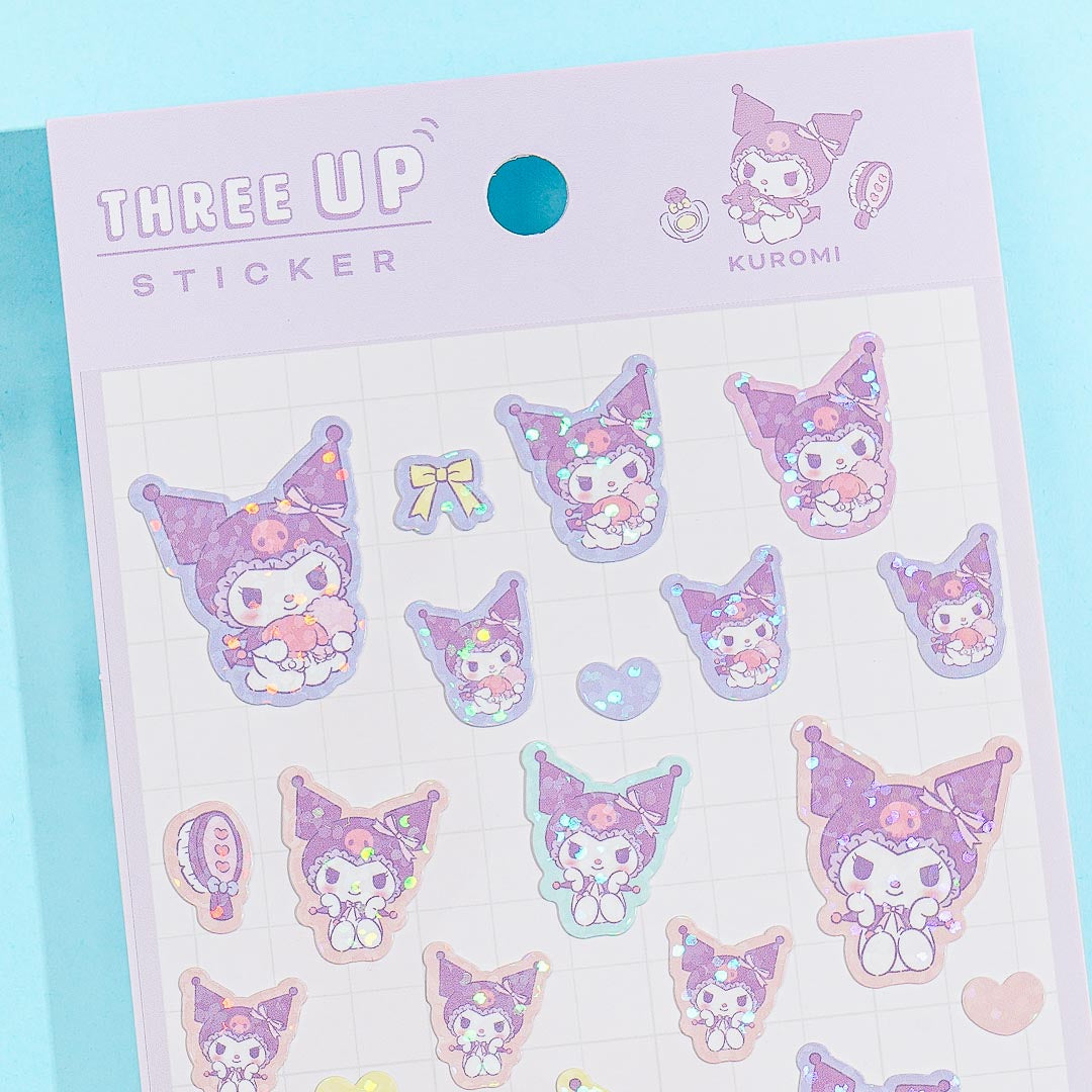 Kuromi Three-Up Sparkling Sticker Sheet