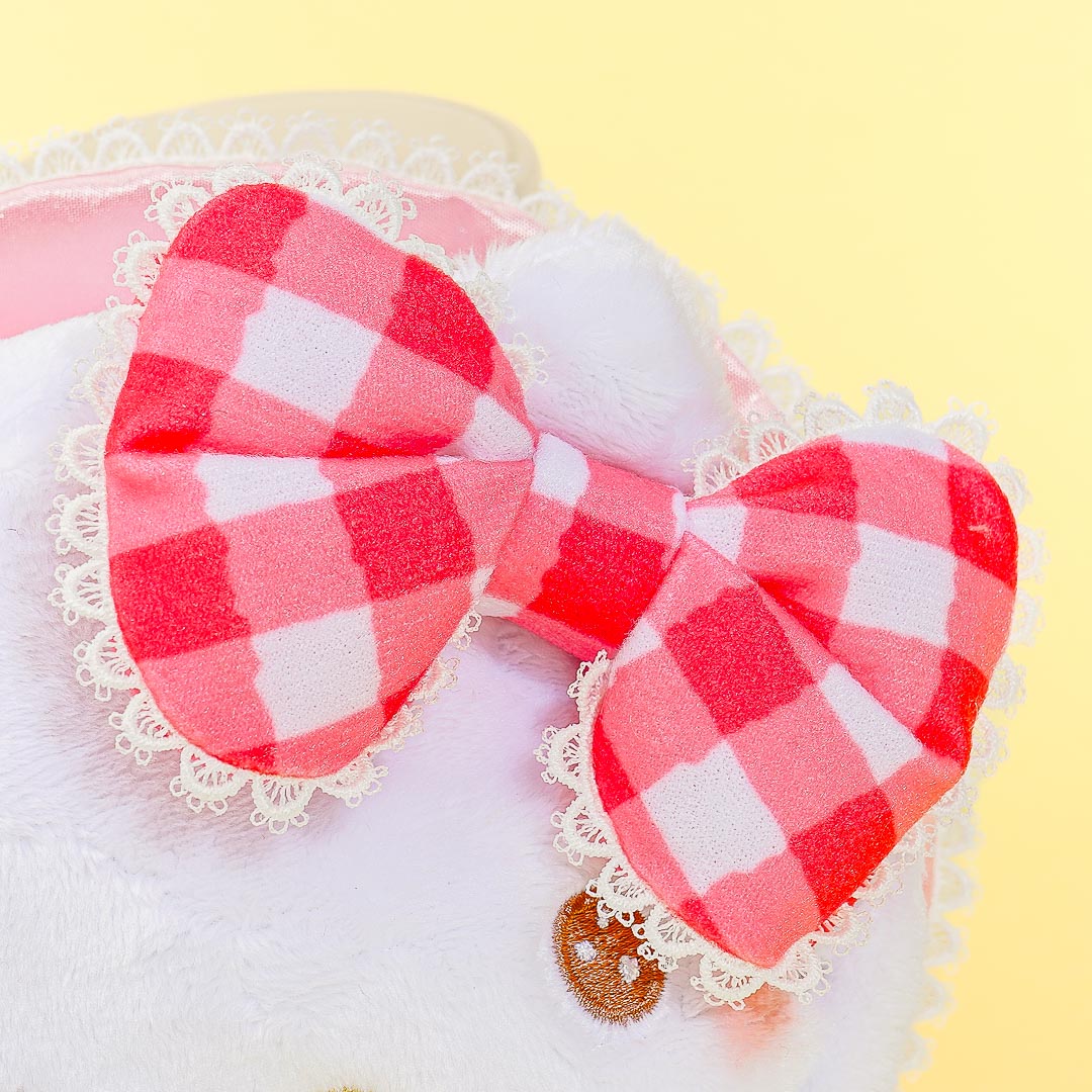 Hello Kitty Gingham Ribbon Fluffy Pouch