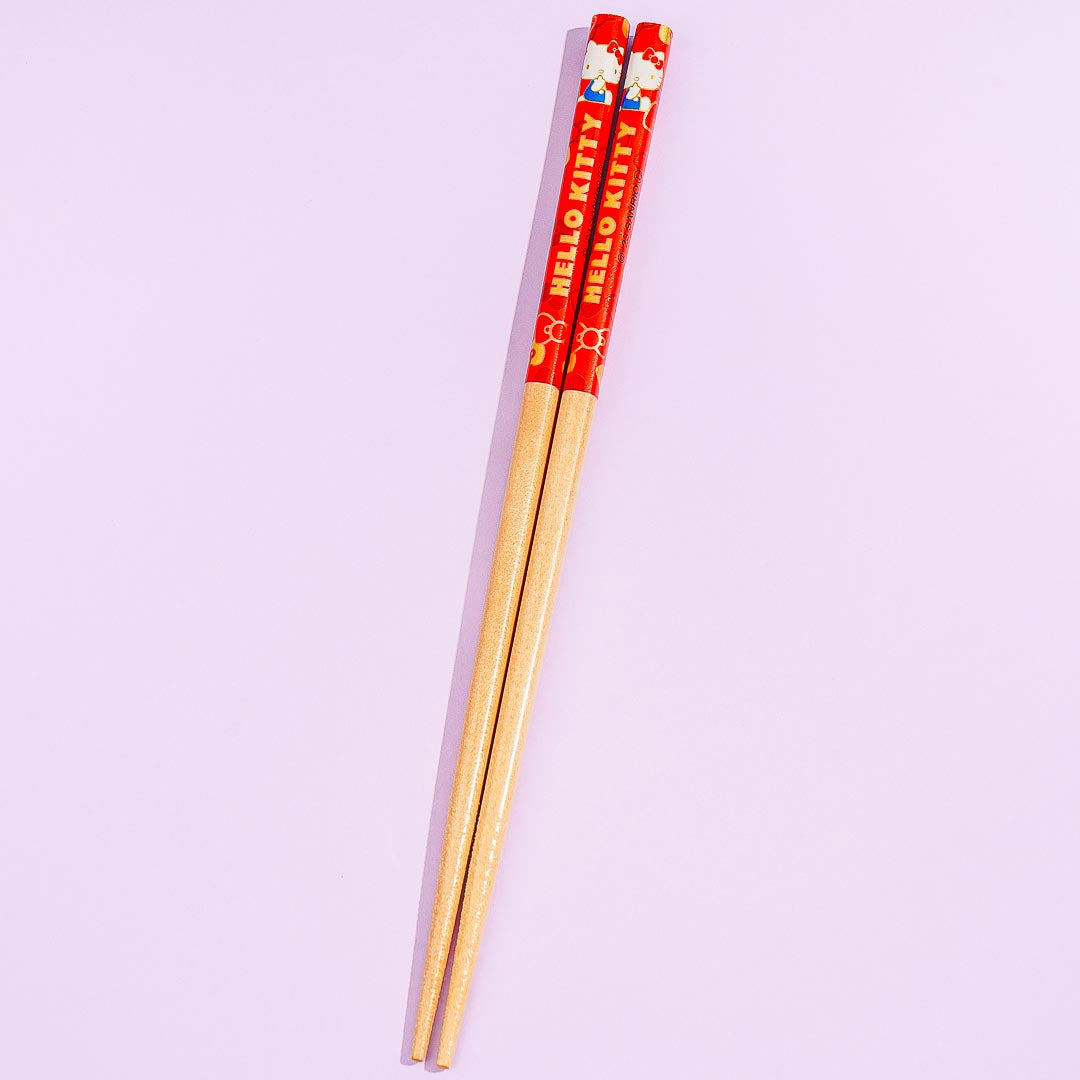 Hello Kitty Gold Bows Wooden Chopsticks