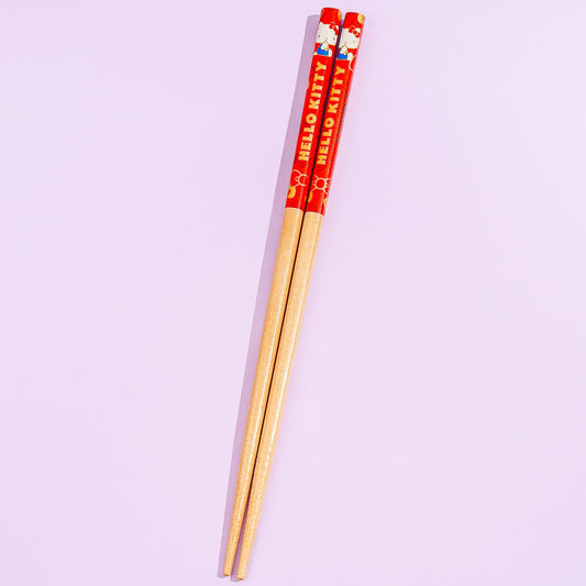 Hello Kitty Gold Bows Wooden Chopsticks