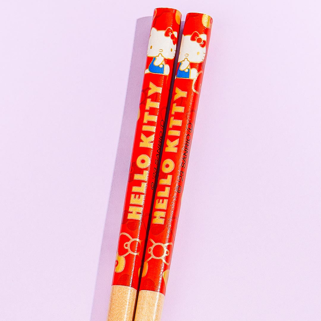 Hello Kitty Gold Bows Wooden Chopsticks