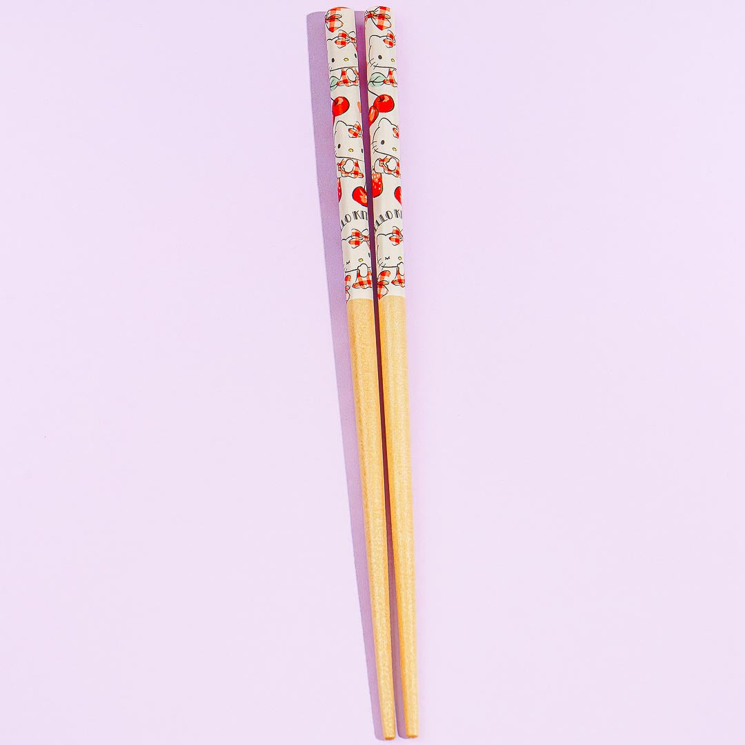 Hello Kitty Gingham Fruit Harvest Bamboo Chopsticks