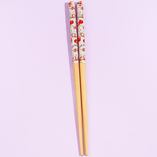 Hello Kitty Gingham Fruit Harvest Bamboo Chopsticks