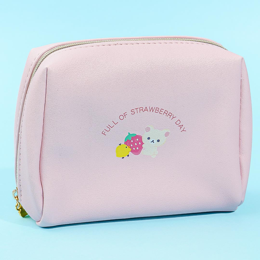 Korilakkuma Full of Strawberry Day Faux Leather Pouch