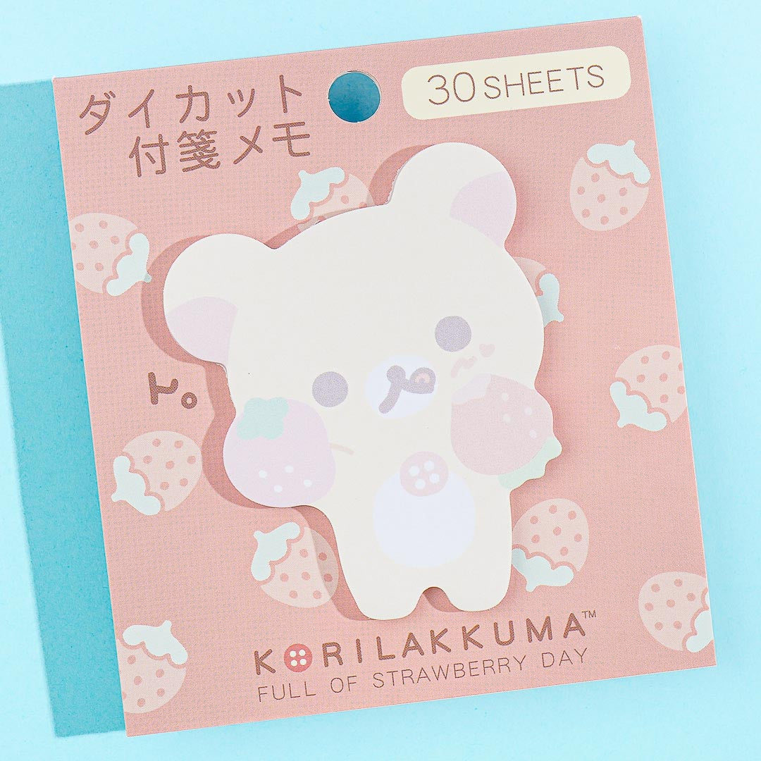 Korilakkuma Full of Strawberry Day Die-Cut Sticky Notes