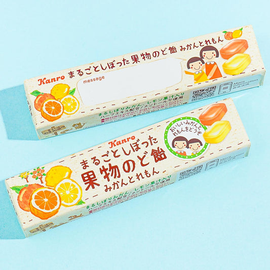 Kanro Whole Squeezed Fruit Throat Candy - Mandarin Orange & Lemon