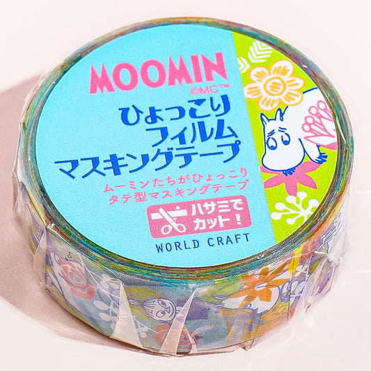 Moomin Hyokkori Maru Masking Tape - Clear Floral