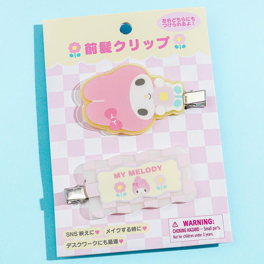 My Melody Pastel Checker Hair Clip Set