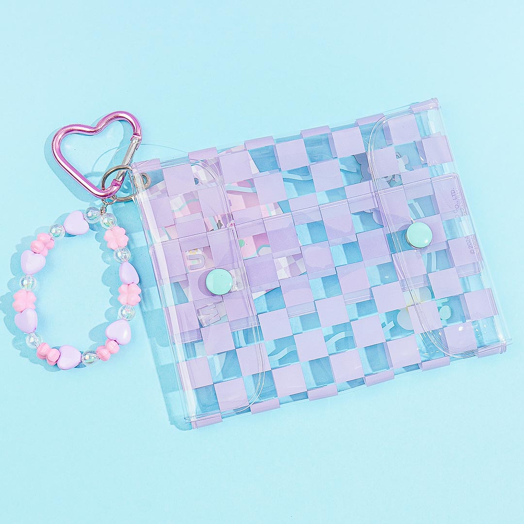 Kuromi Checkered Clear Flat Pouch With Charm