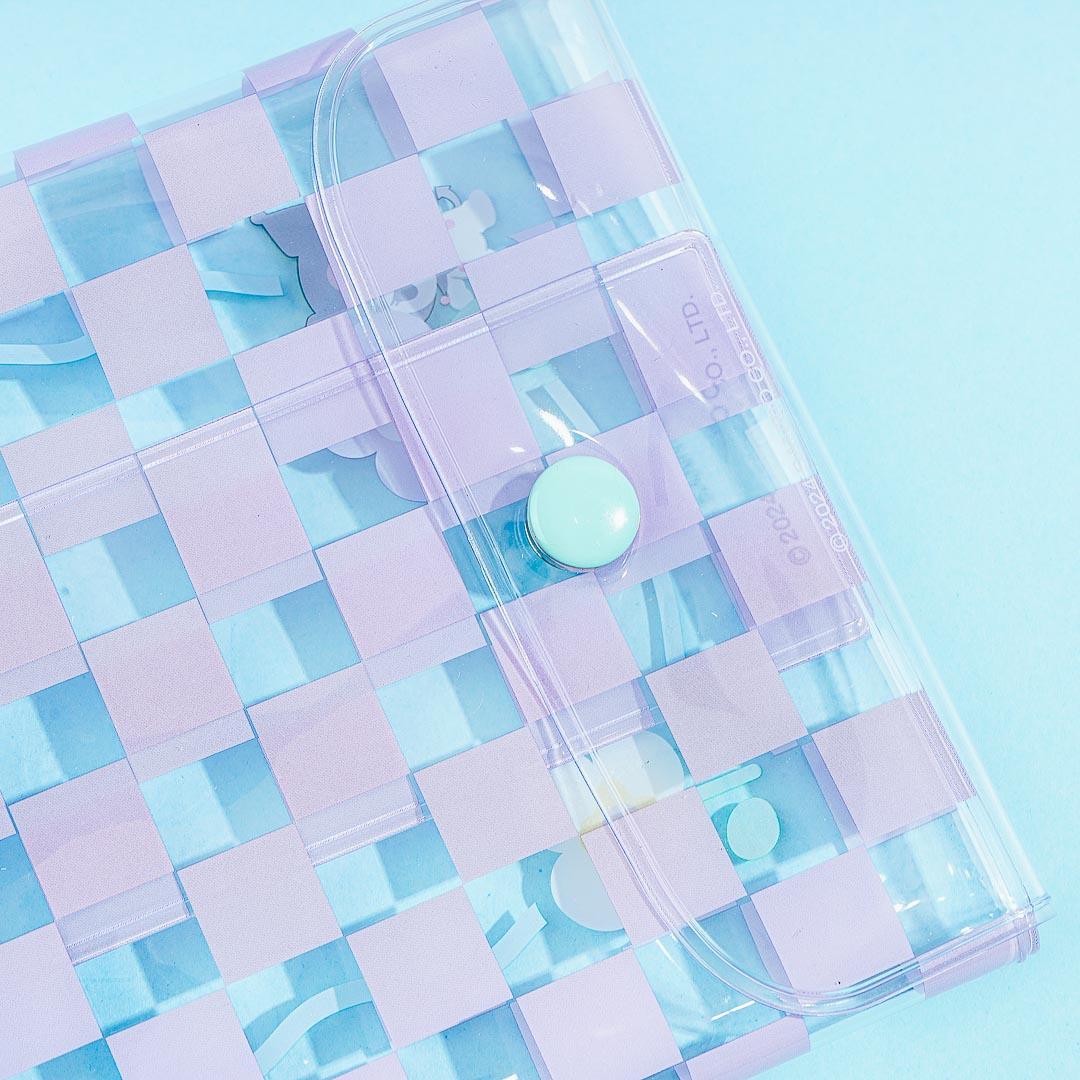 Kuromi Checkered Clear Flat Pouch With Charm
