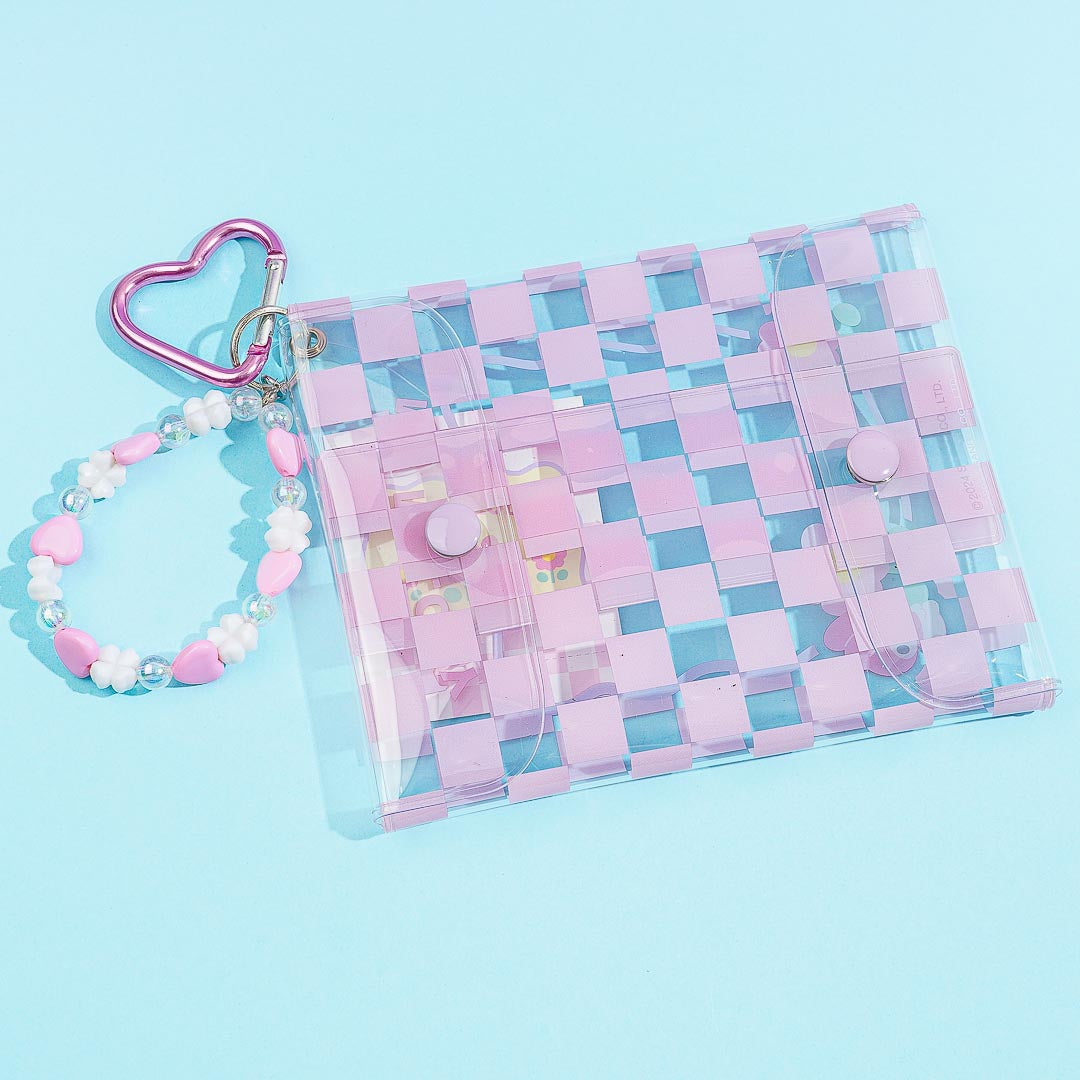 My Melody Checkered Clear Flat Pouch With Charm