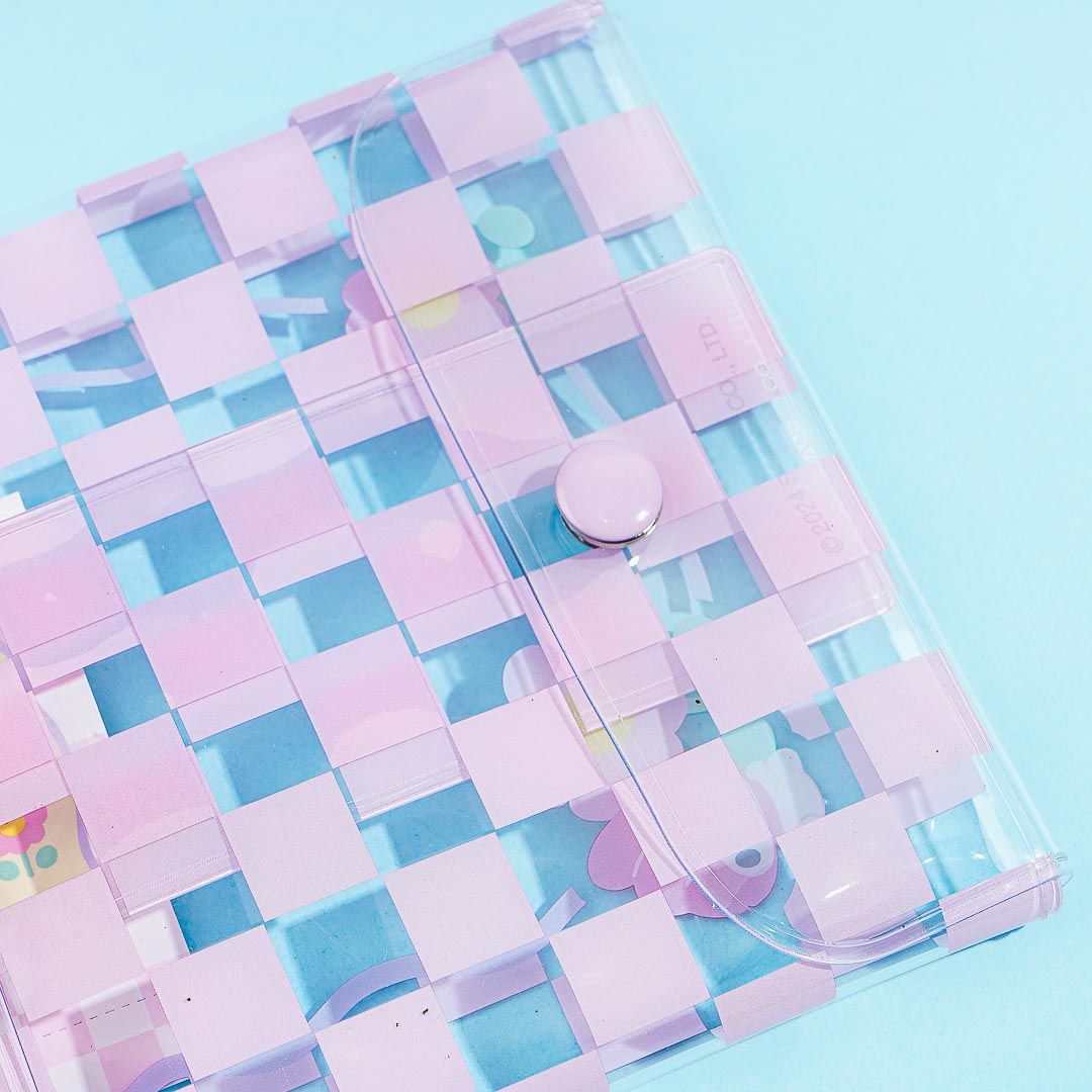 My Melody Checkered Clear Flat Pouch With Charm
