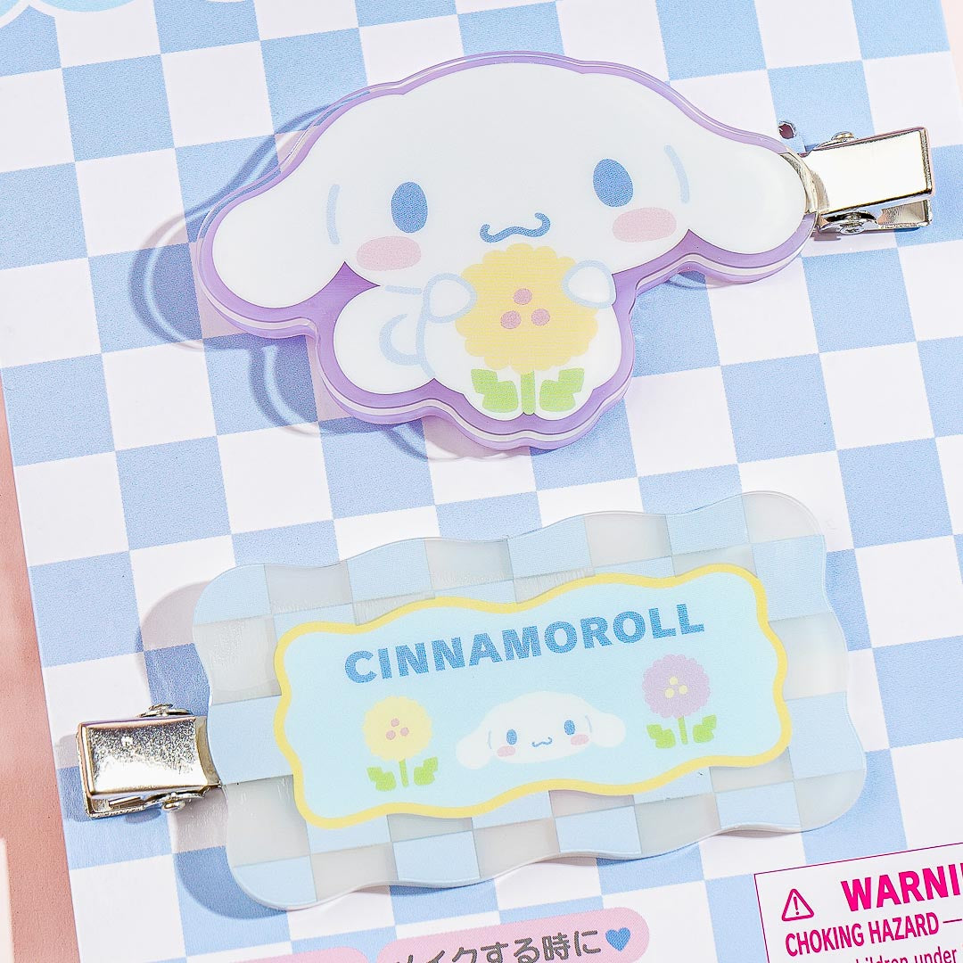Cinnamoroll Pastel Checker Hair Clip Set