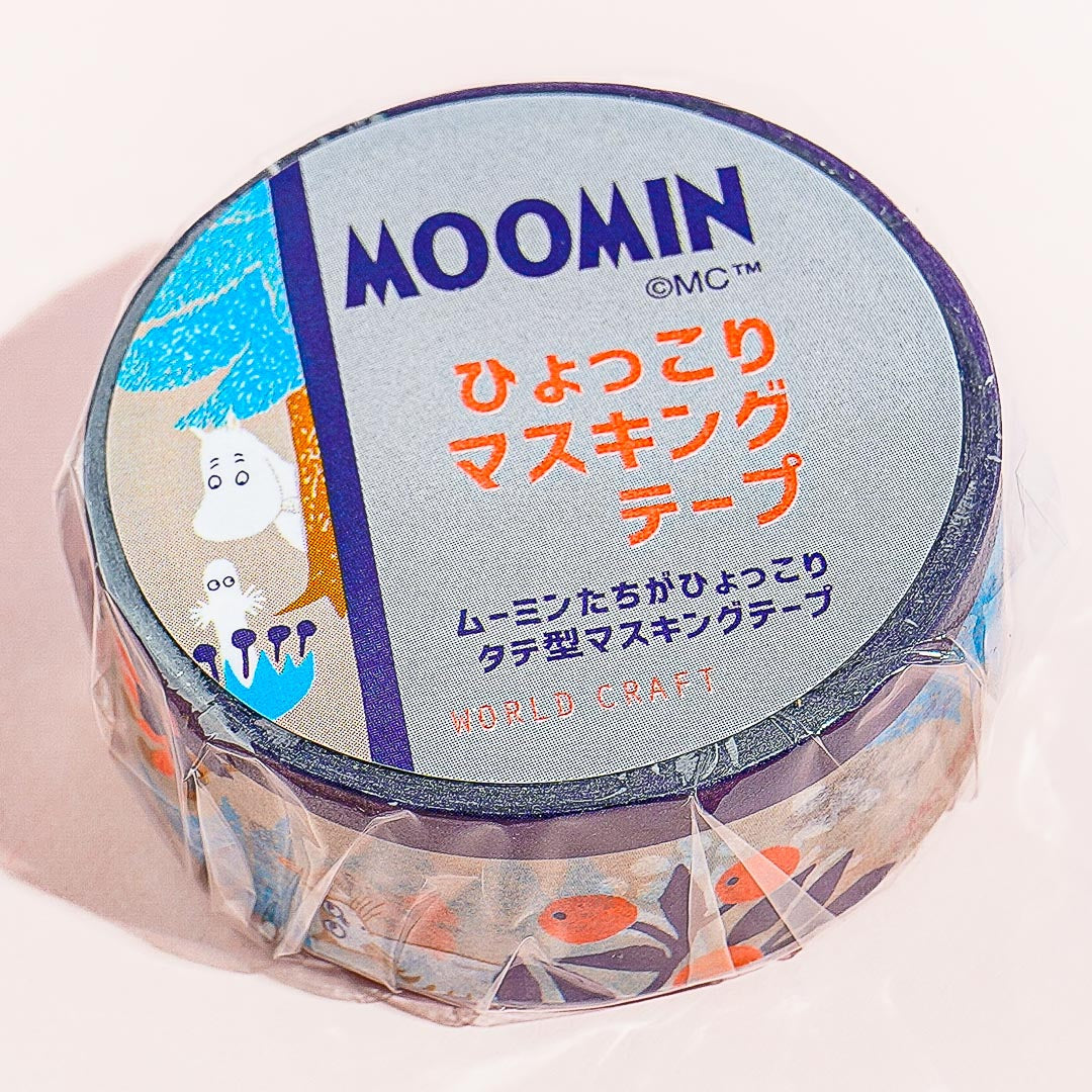 Moomin Hyokkori Maru Masking Tape - Gray Forest