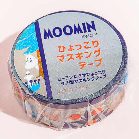 Moomin Hyokkori Maru Masking Tape - Gray Forest