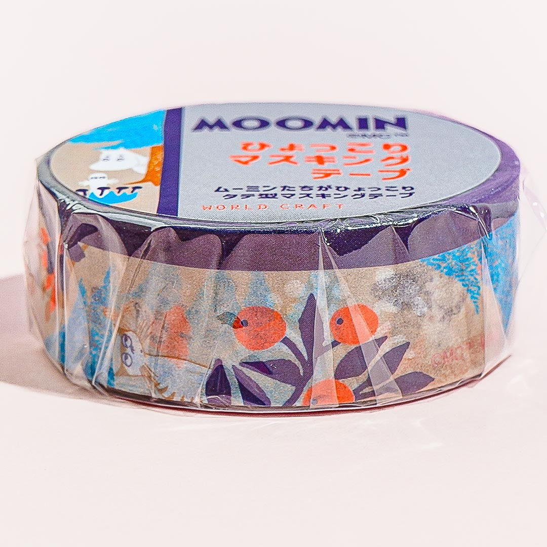 Moomin Hyokkori Maru Masking Tape - Gray Forest