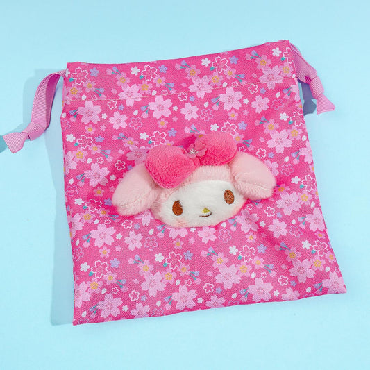My Melody Sakura Kimono Drawstring Pouch With Plushie Head Charm