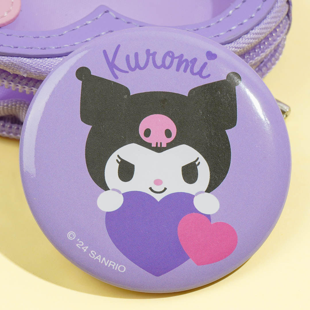 Kuromi Colorful Heart Mini Pouch & Badge Set