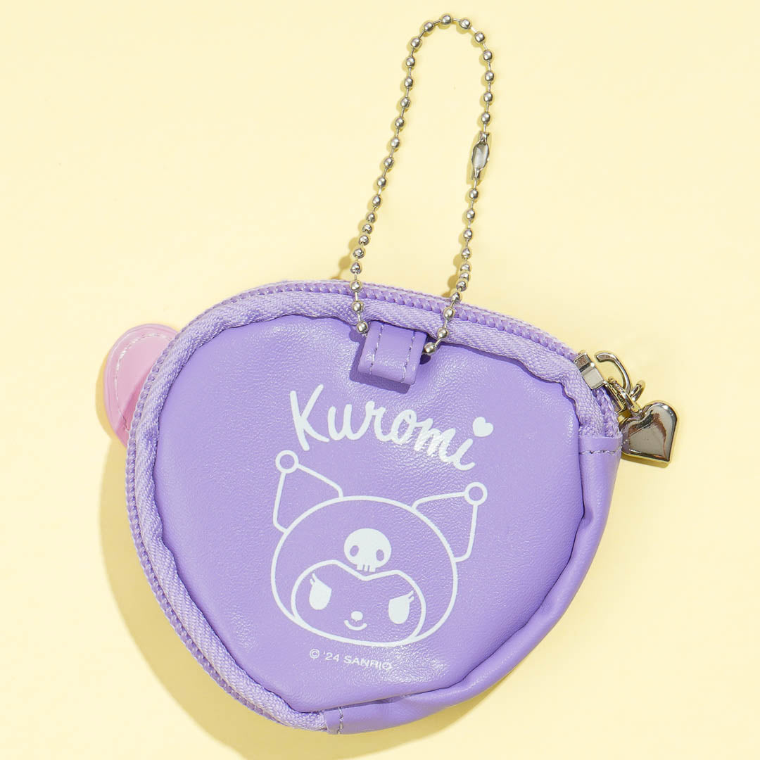 Kuromi Colorful Heart Mini Pouch & Badge Set