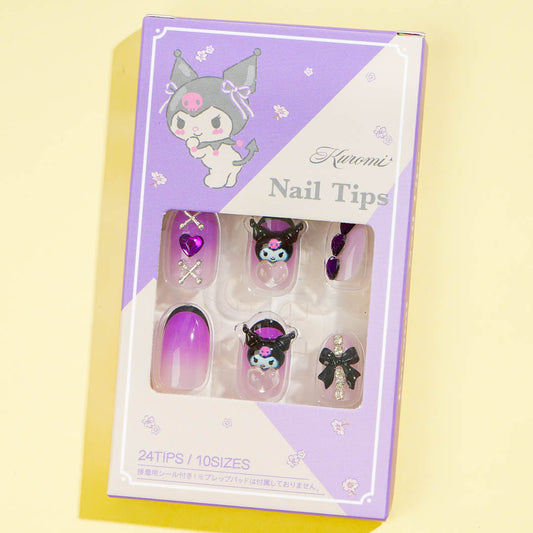 Kuromi Glam Ribbon Press-On Nail Tips