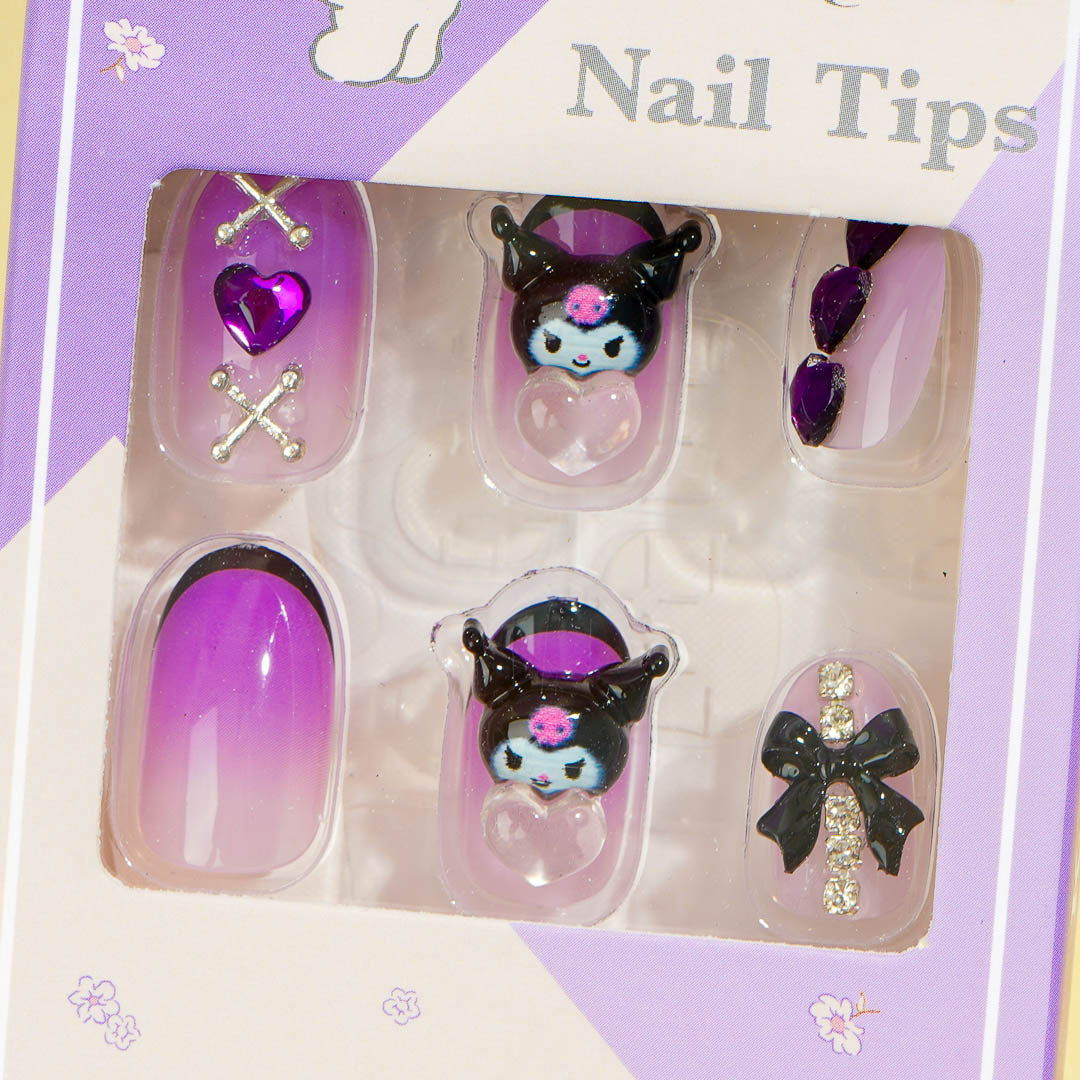 Kuromi Glam Ribbon Press-On Nail Tips