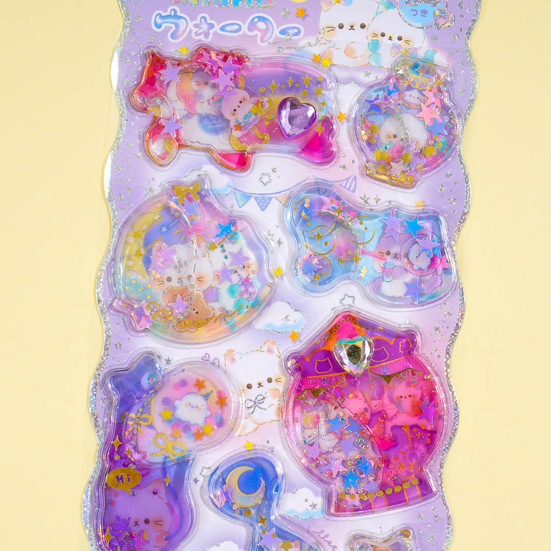 Night Meow Water-In Stickers
