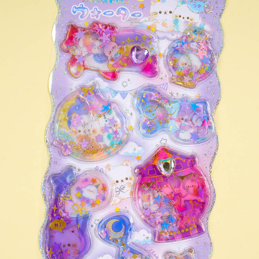 Night Meow Water-In Stickers