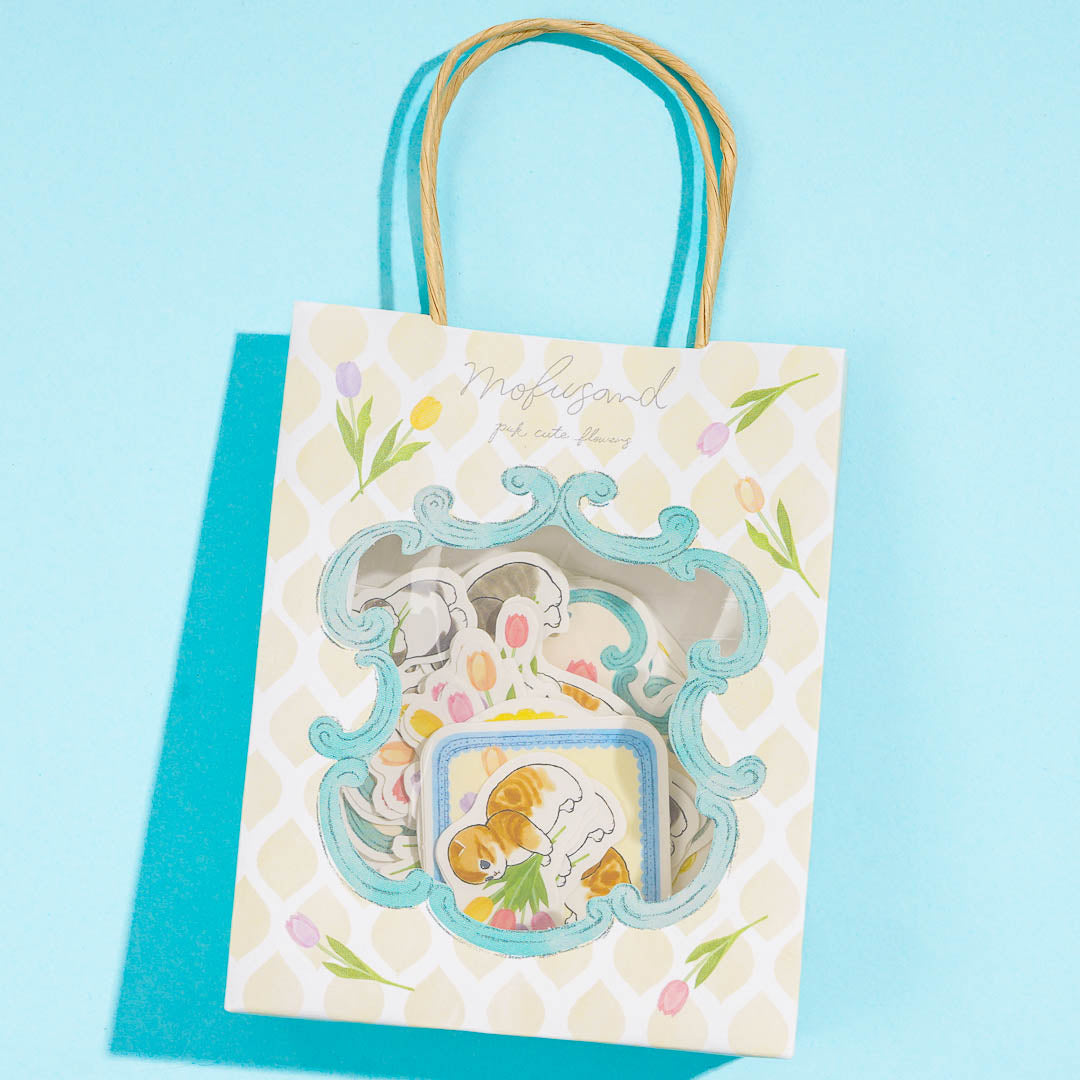 Mofusand Tulip Garden Sticker Bag