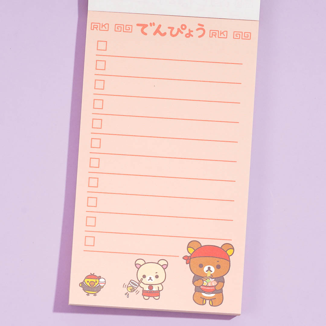 Rilakkuma Ramen Checklist Memo Pad
