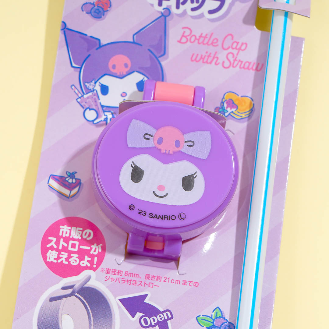Kuromi Plastic Bottle Cap With Straw