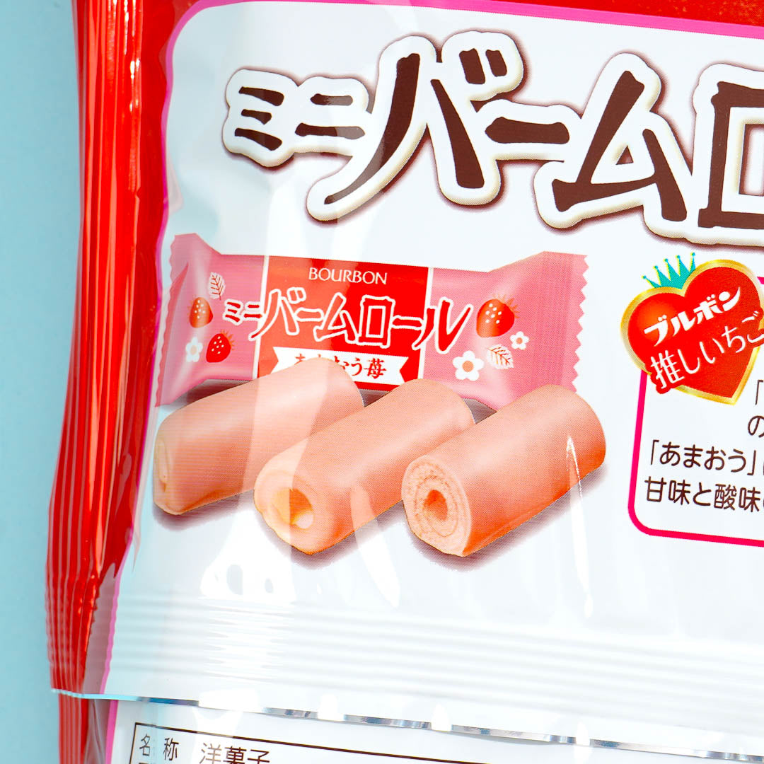 Bourbon Mini Baum Roll Cake Snacks - Amaou Strawberry