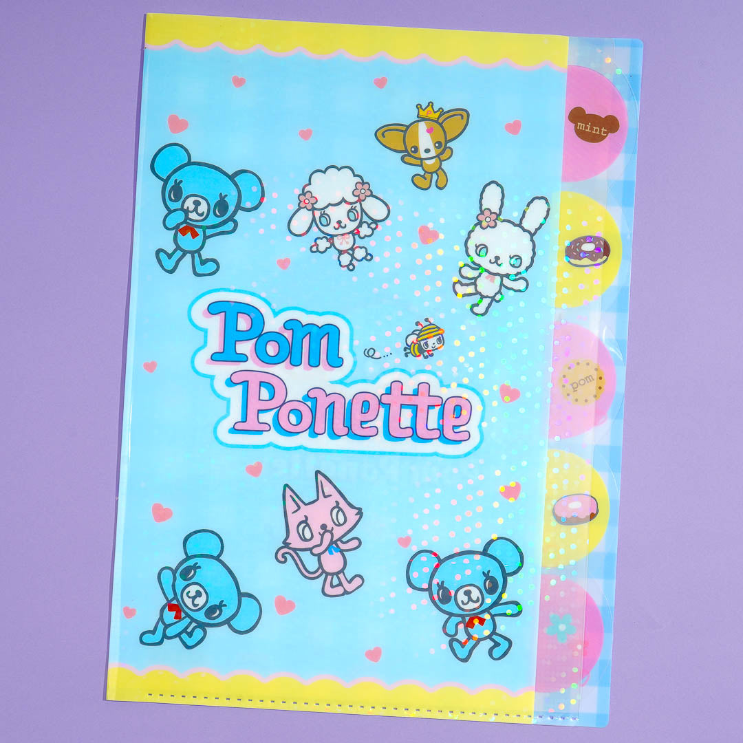 Pomponette Glittery Multi-Pocket Clear File