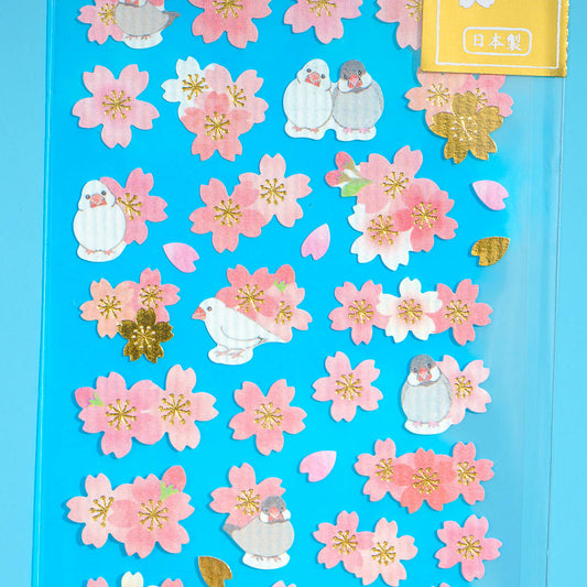 Spring Colors Bird Sakura Stickers