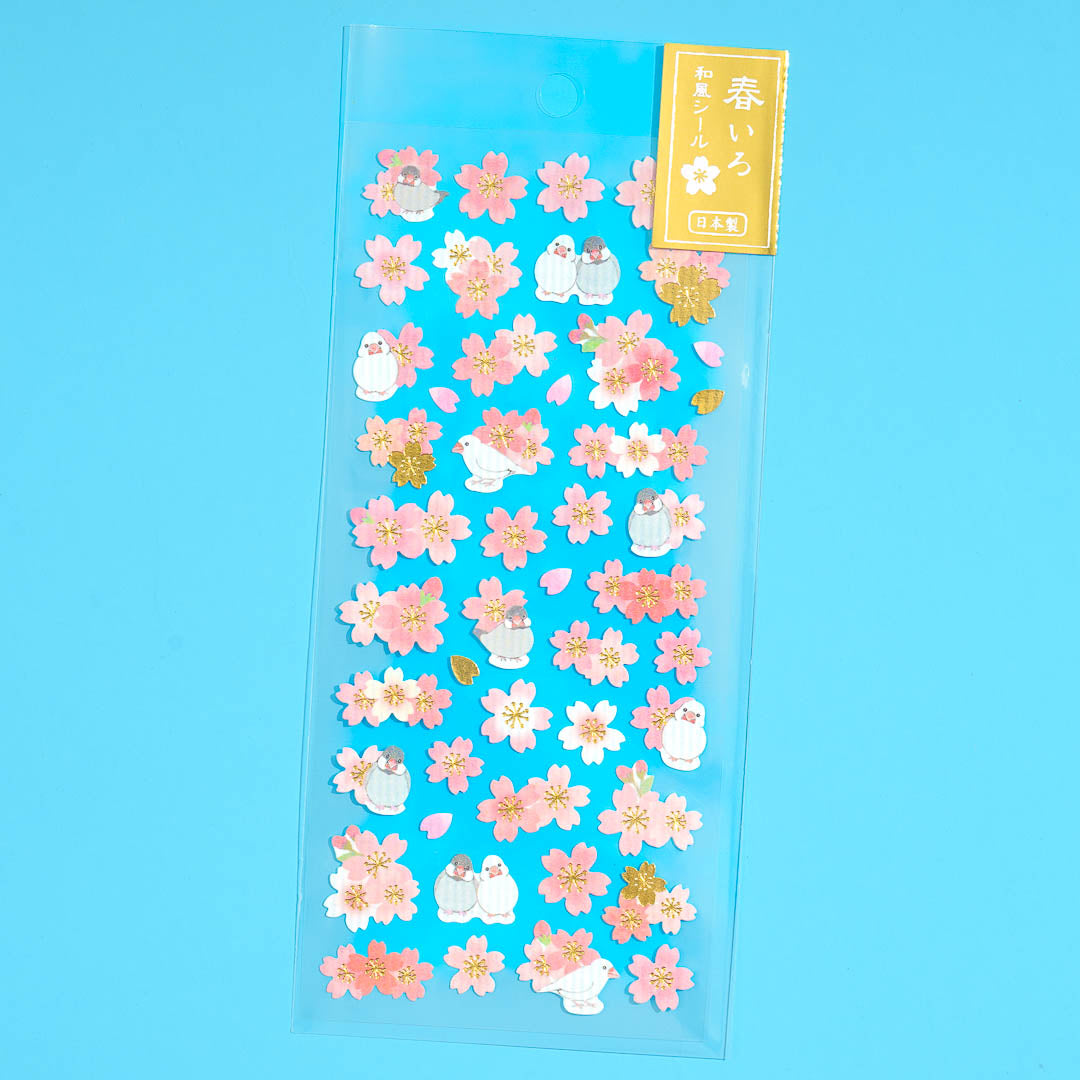 Spring Colors Bird Sakura Stickers