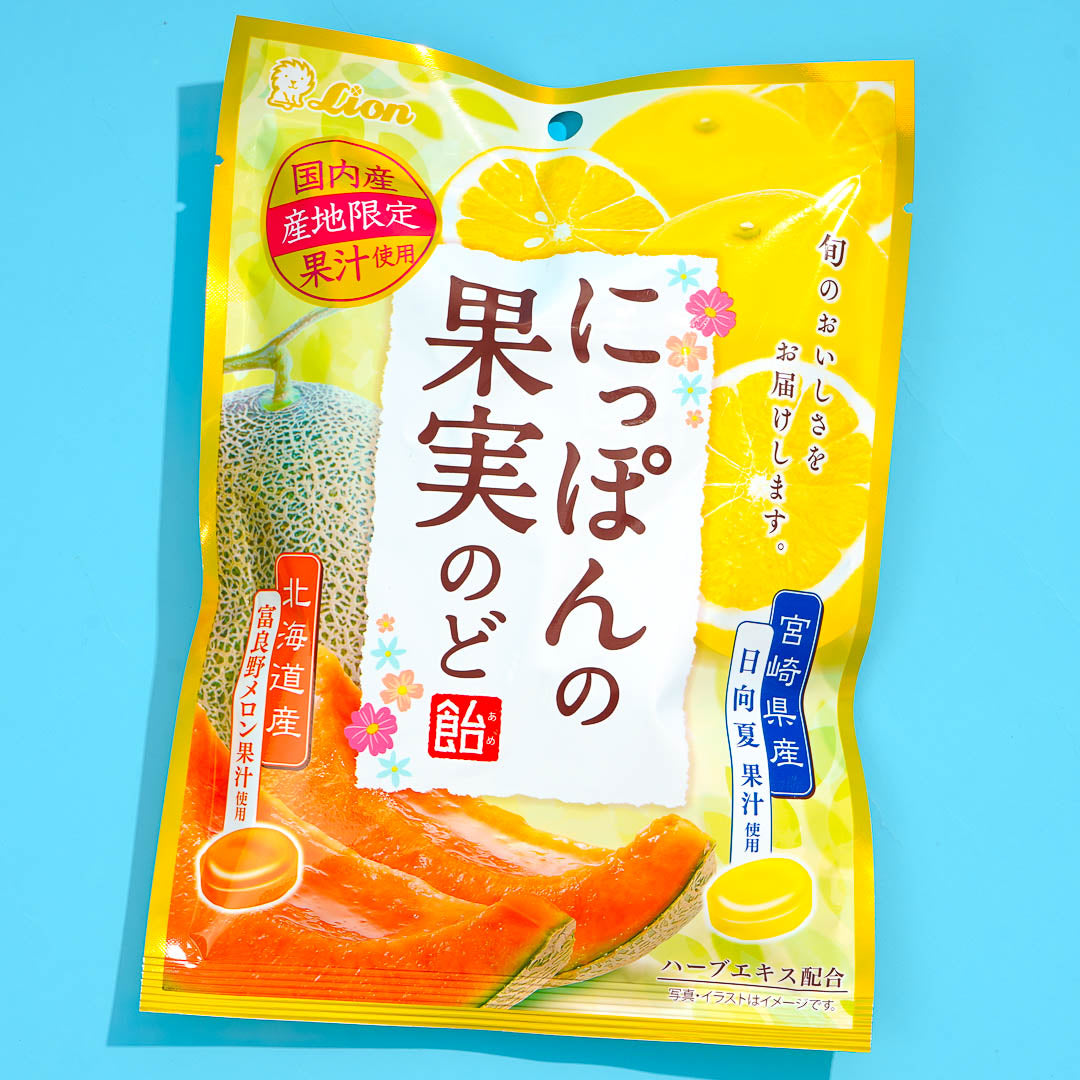 Lion Japanese Fruits Throat Lozenges - Melon & Hyuganatsu