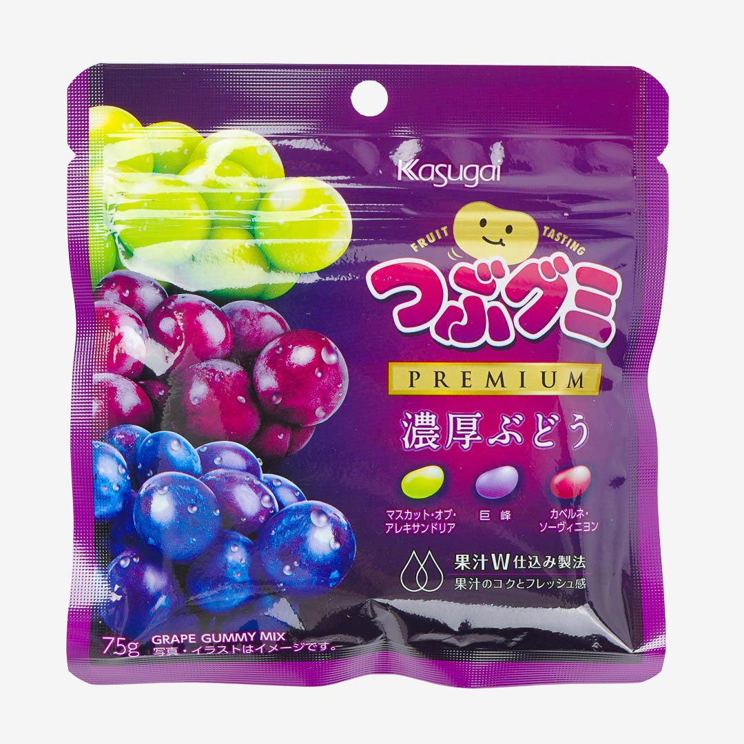 Kasugai Tsubu Premium Gummy Candy - Mixed Grapes