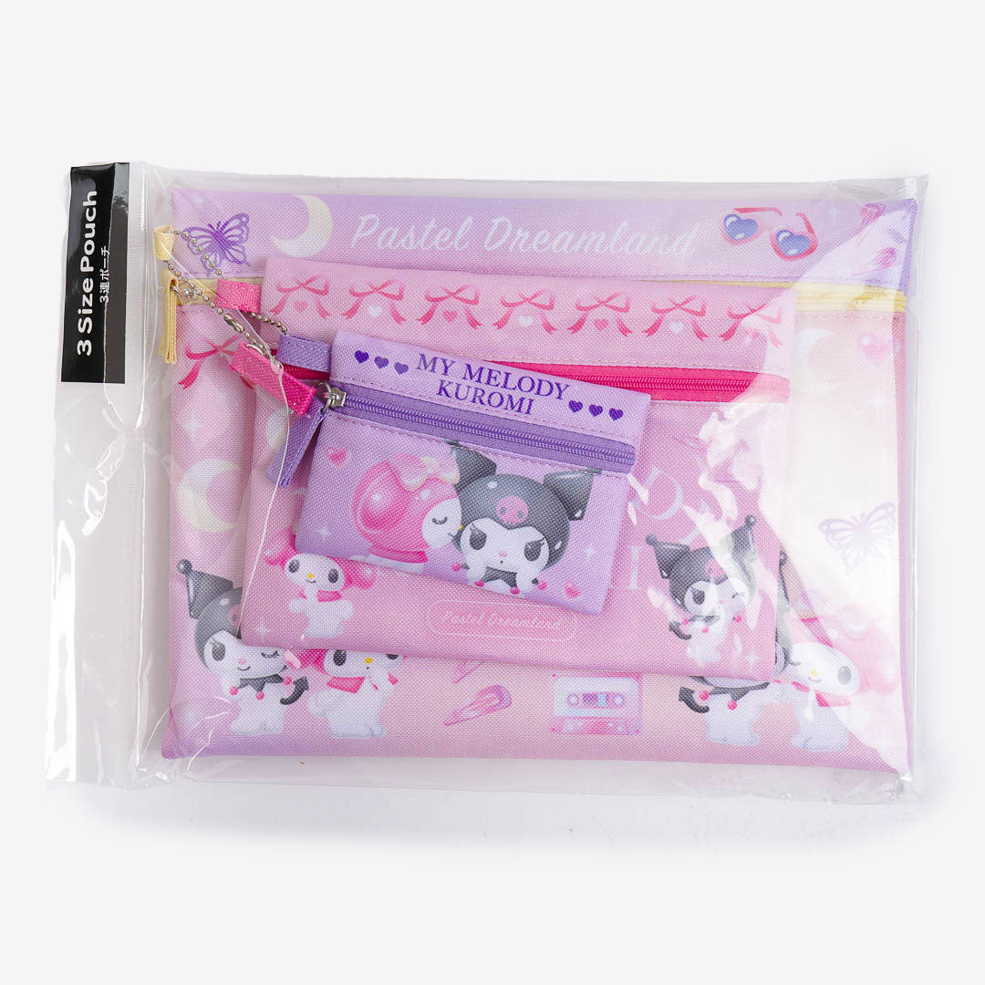 My Melody & Kuromi Pastel Dreamland Triple Pouch