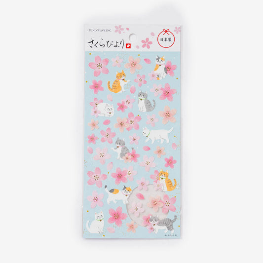Playful Cat Sakura Stickers