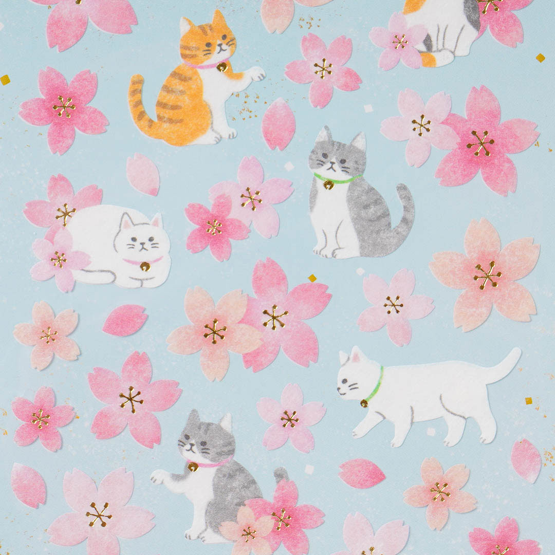 Playful Cat Sakura Stickers