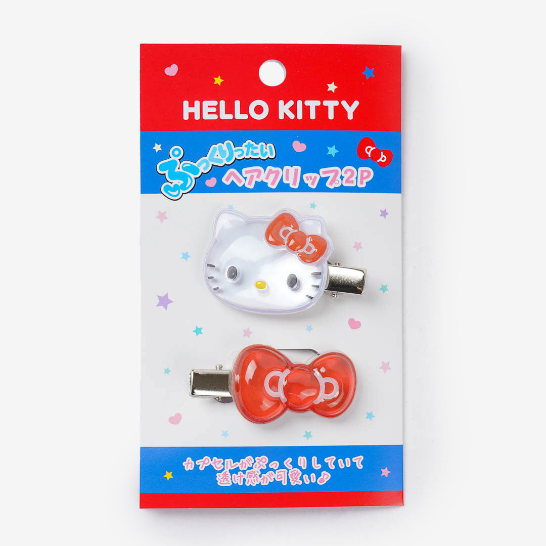 Hello Kitty Red Bow 3D Hair Clip Set - 2 Pcs