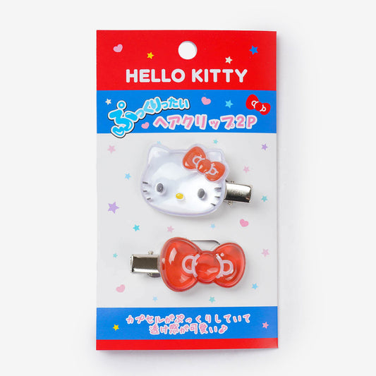 Hello Kitty Red Bow 3D Hair Clip Set - 2 Pcs