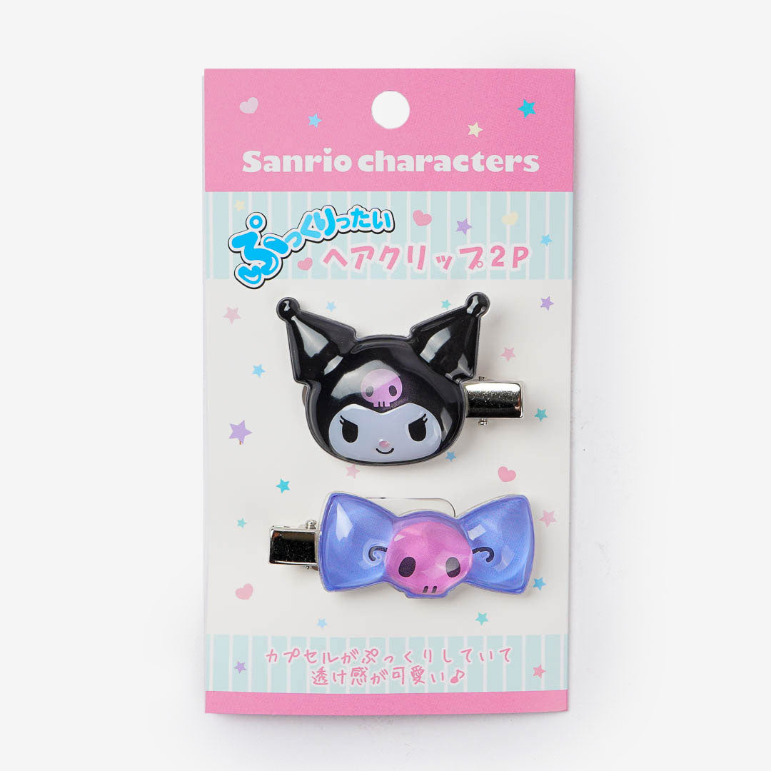 Kuromi Purple Bow 3D Hair Clip Set - 2 Pcs