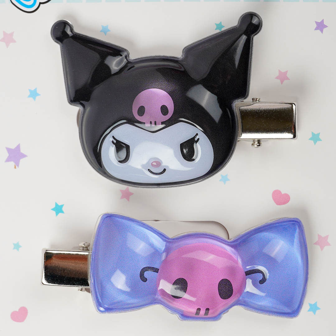 Kuromi Purple Bow 3D Hair Clip Set - 2 Pcs