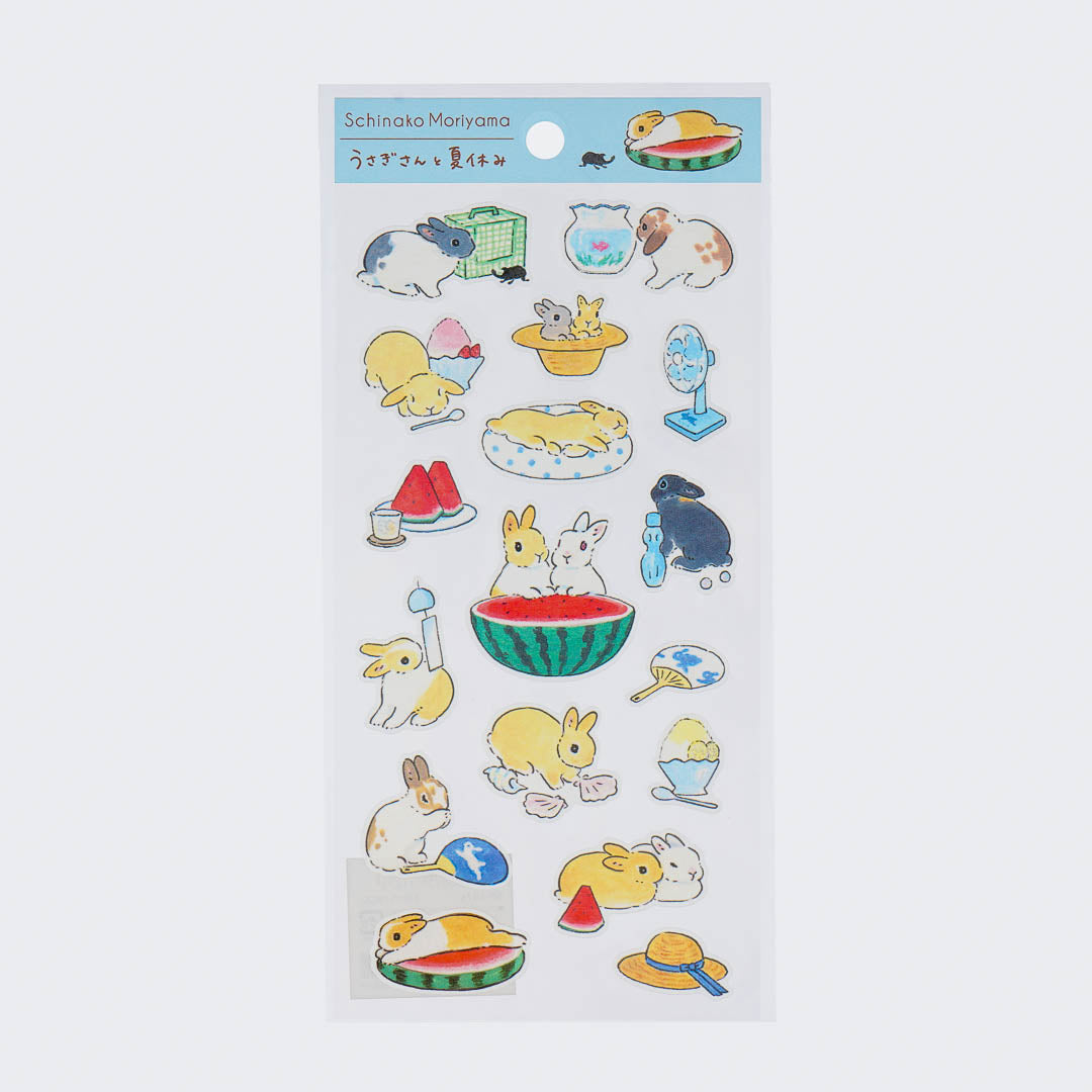 Japanese Summer Stickers - Happy Rabbits